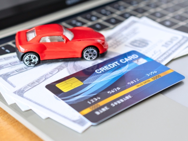 Red Miniature Car with Credit Card